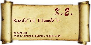 Kazári Elemér névjegykártya